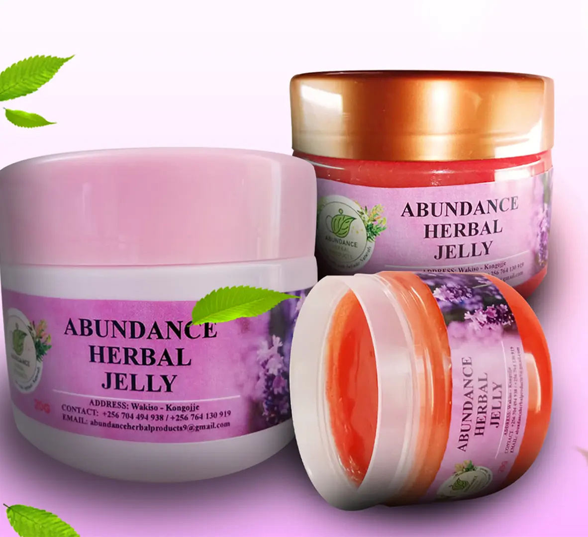 Abundance Herbal Products packaging and label design in Kampala