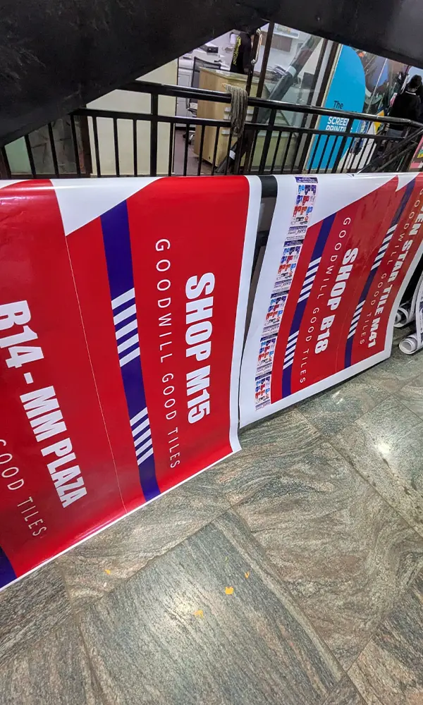 Goodwill printed vinyl graphics prepared for retail hardware branding