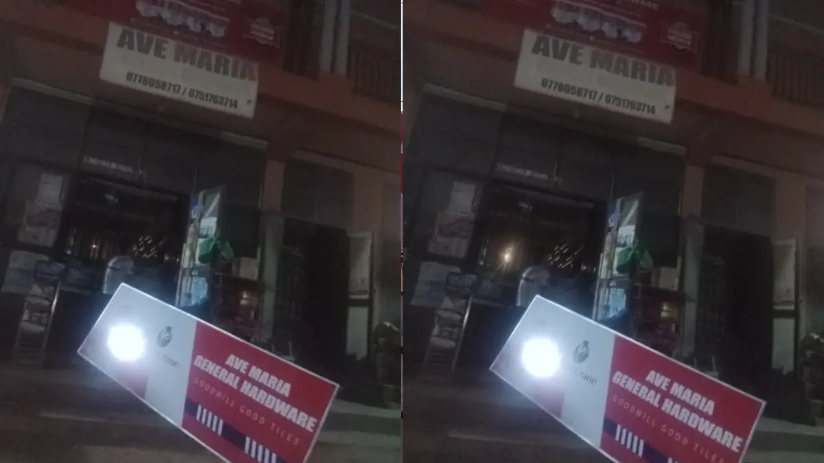 Night delivery at the assigned hardware at Ave Maria General Hardware • Kasenyi for the Goodwill and Crown Crane rollout