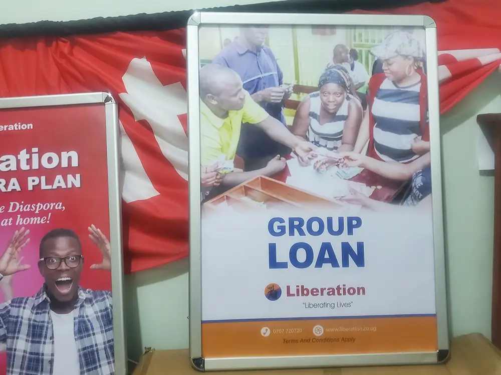 Group Loan snapper frame artwork fitted into a branch display frame.