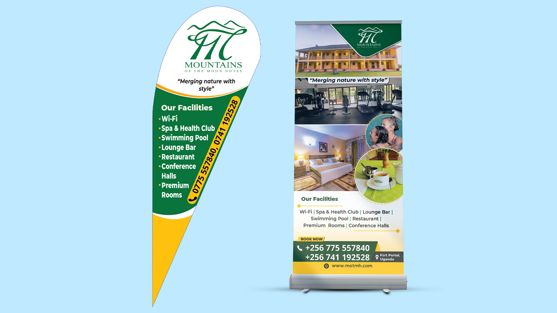 Mountains of the Moon — outdoor teardrop banners and pull-up banners