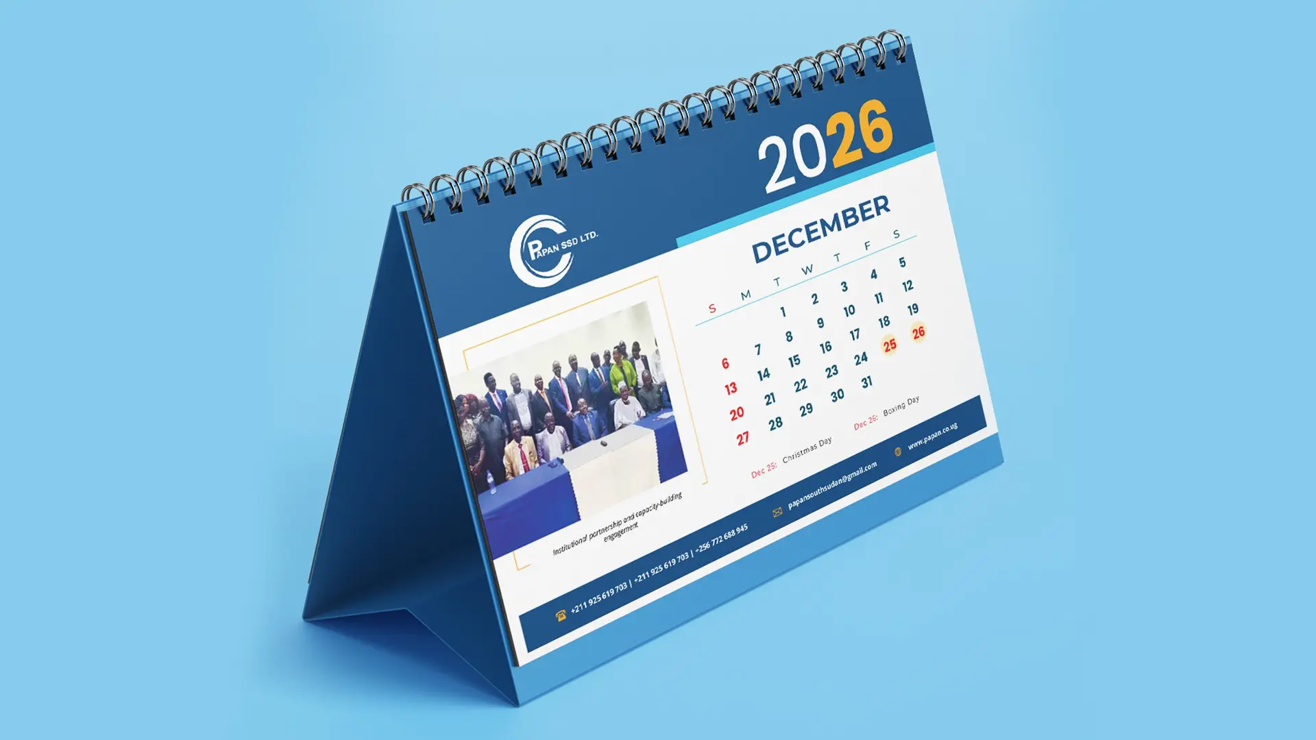 PAPAN South Sudan corporate profile calendars and business cards by Kamog Artistry