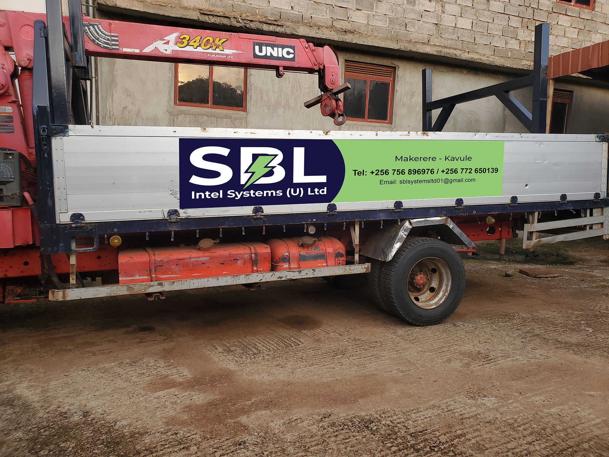 SBL Intel Systems branding execution in Kampala (office branding, glass stickers and vehicle branding)