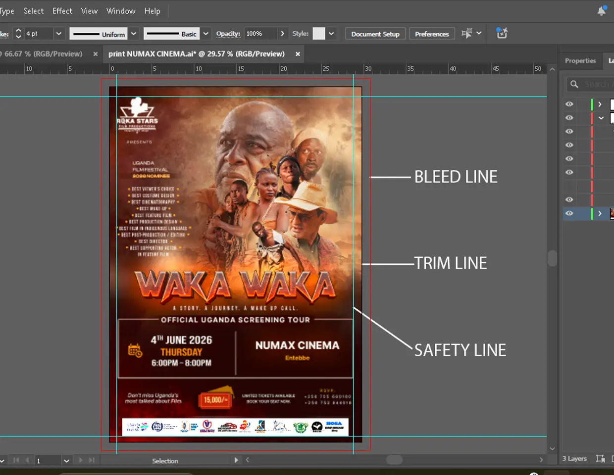 Waka Waka movie poster design process in Photoshop