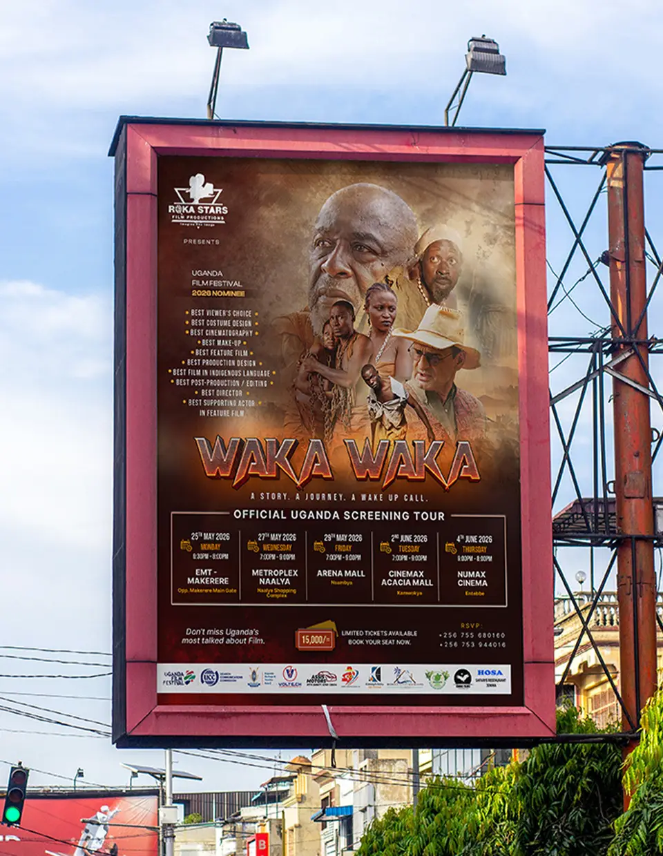 Waka Waka cinema movie billboard mockup design