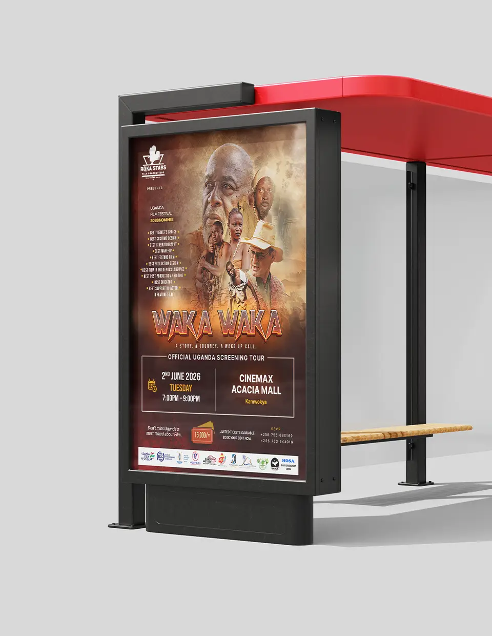Waka Waka movie poster street display mockup