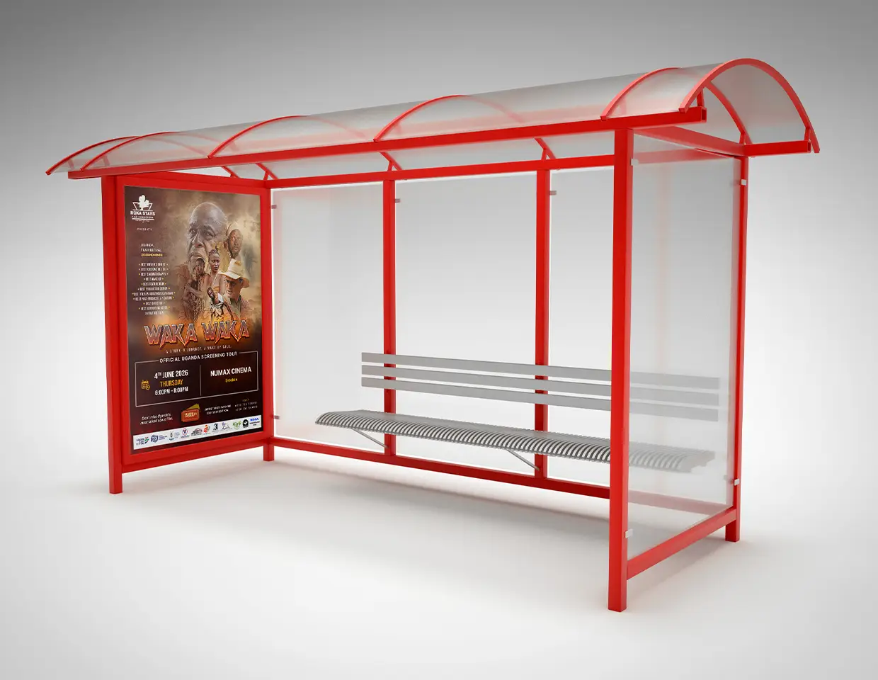 Waka Waka bus stop cinema poster display mockup