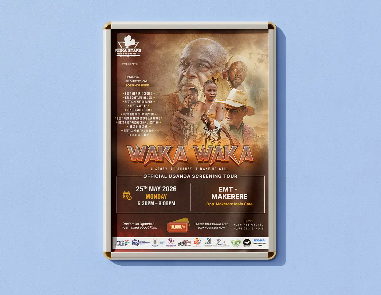 Waka Waka aluminium snapper frame movie poster mockup