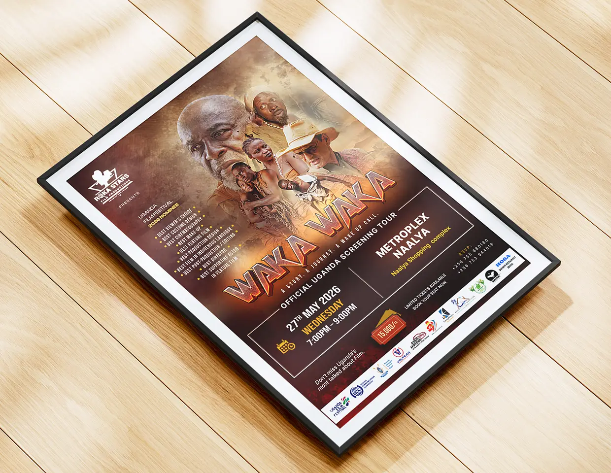 Waka Waka horizontal floor frame poster mockup