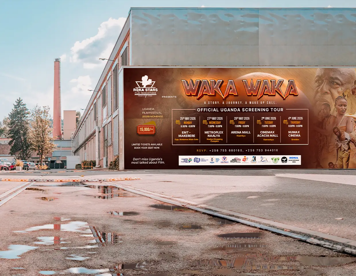 Waka Waka large wall billboard movie campaign mockup