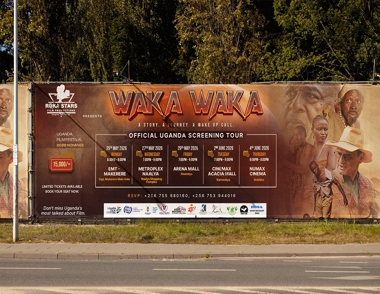 Waka Waka large fence banner movie campaign mockup