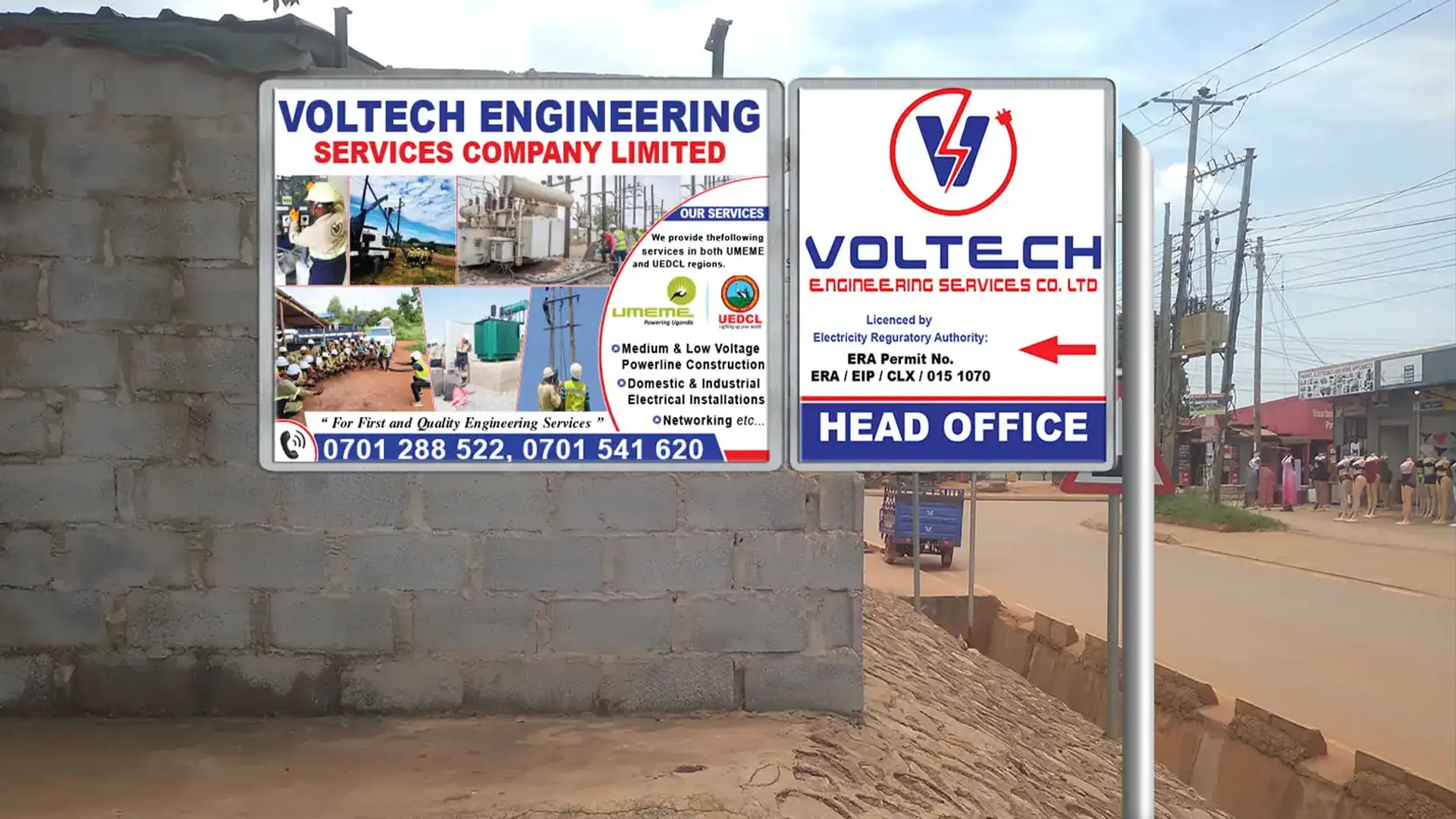 Voltech Engineering rebrand in Kampala by Kamog Artistry