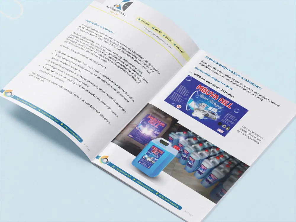 Corporate proposal page layout for methodology service explanation or pricing structure
