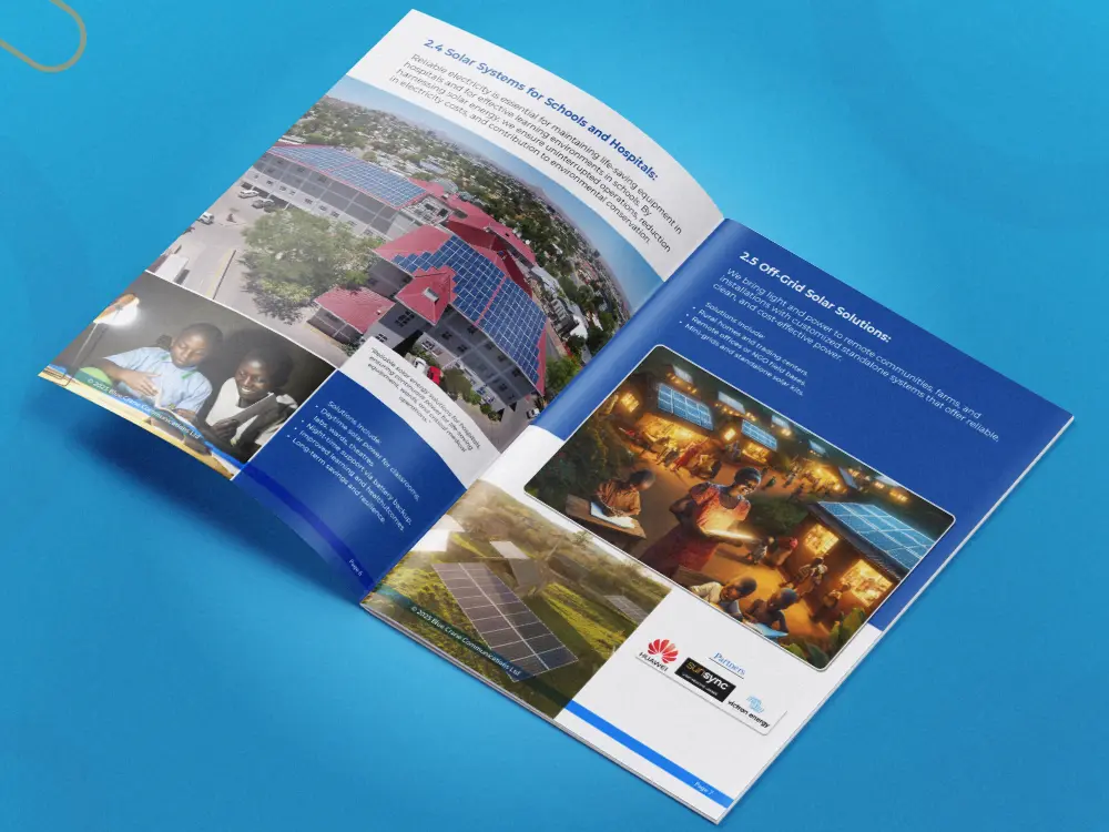Company profile editorial spread designed in Kampala with balanced layout and structured business content
