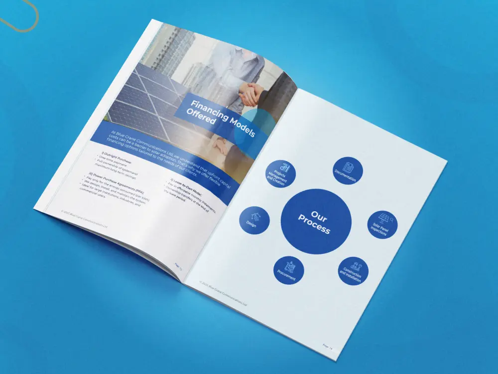 Company profile infographic layout for corporate capabilities and visual business communication