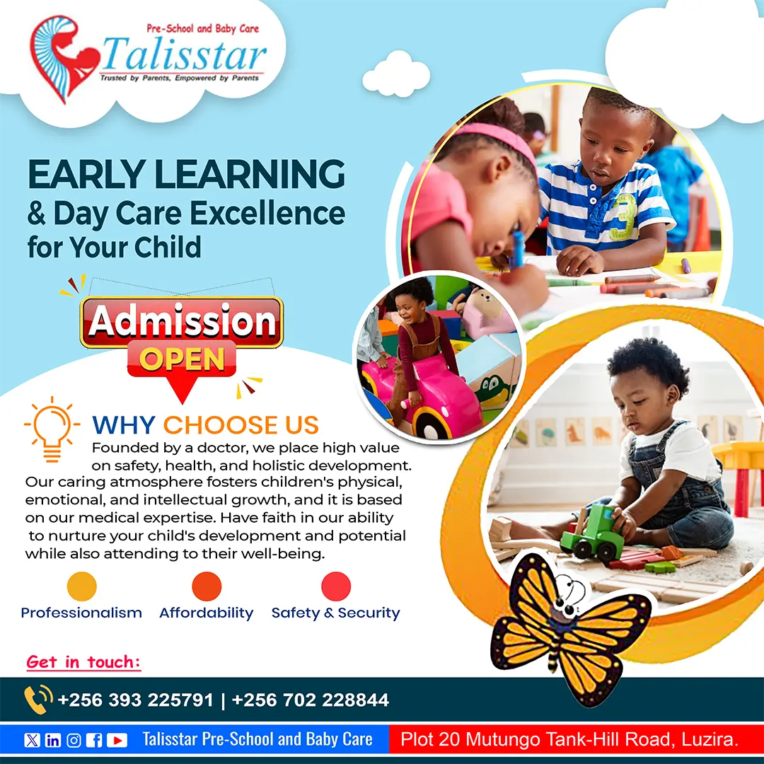 Early learning and daycare admission poster for Talisstar Pre-School with child learning activities