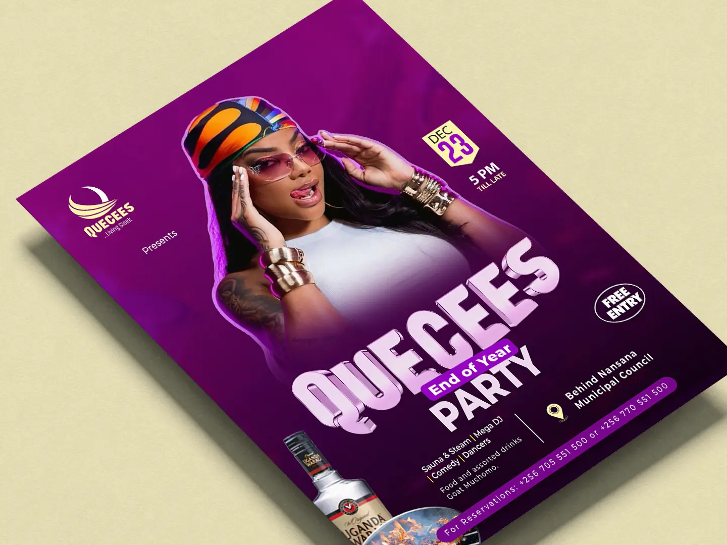 Entertainment event flyer design with performer imagery and layered typography