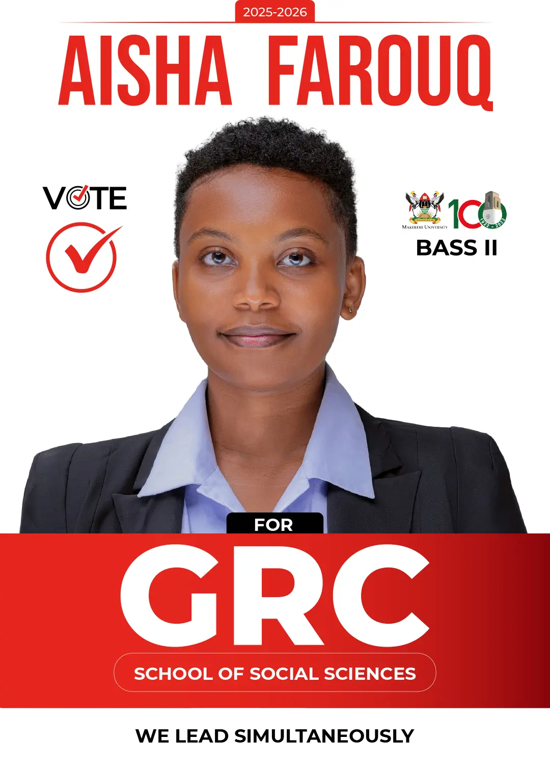 Student election campaign poster design with candidate portrait and school voting message