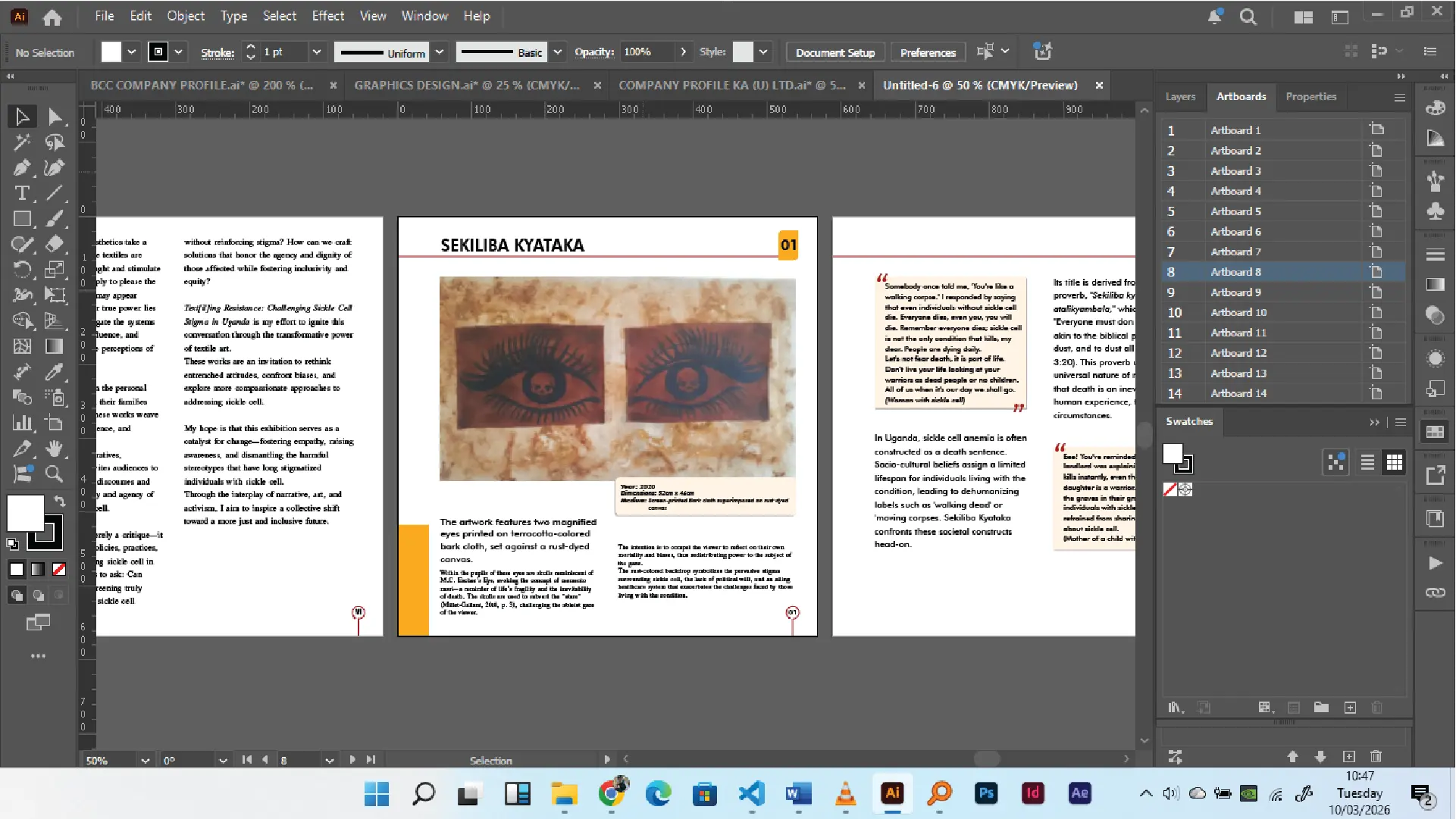 Brochure artboard setup with page planning margins and print-ready layout preparation