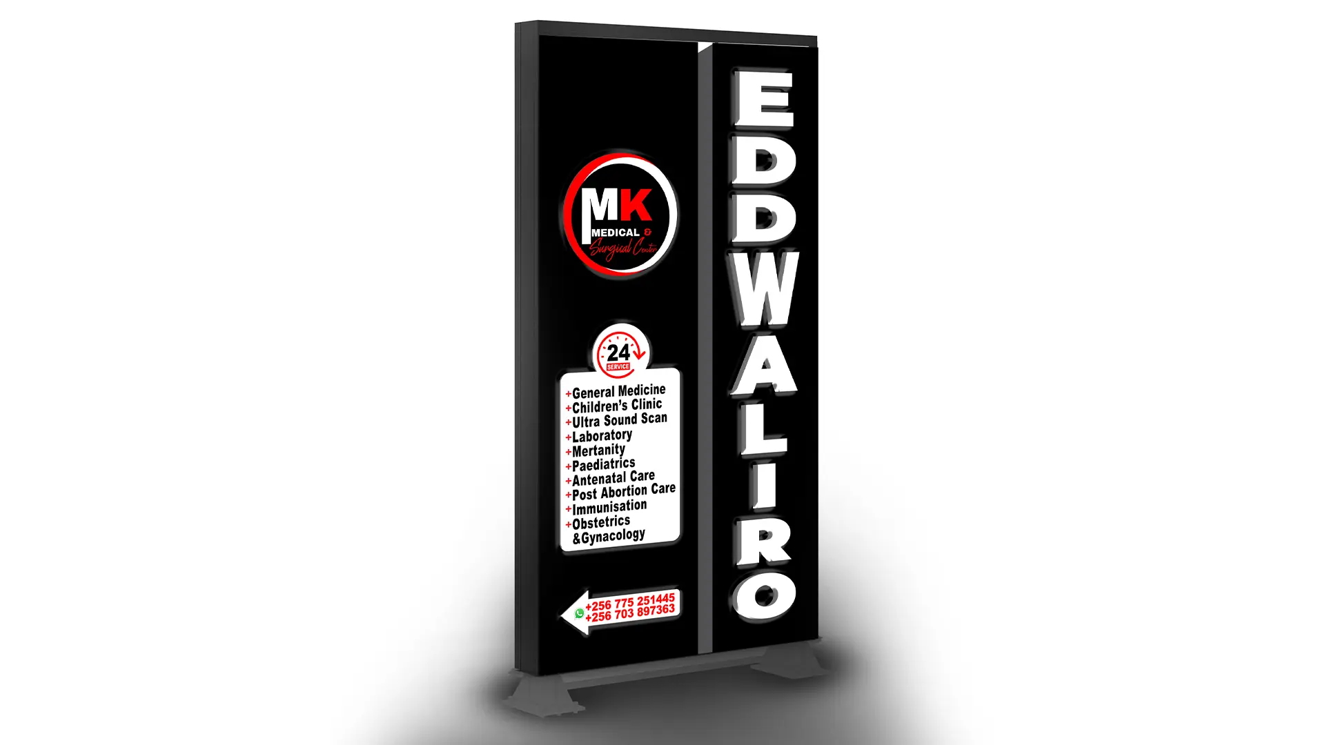 Signage company in Kampala delivering 3D signage, LED signage, shopfront signs and office branding by Kamog Artistry
